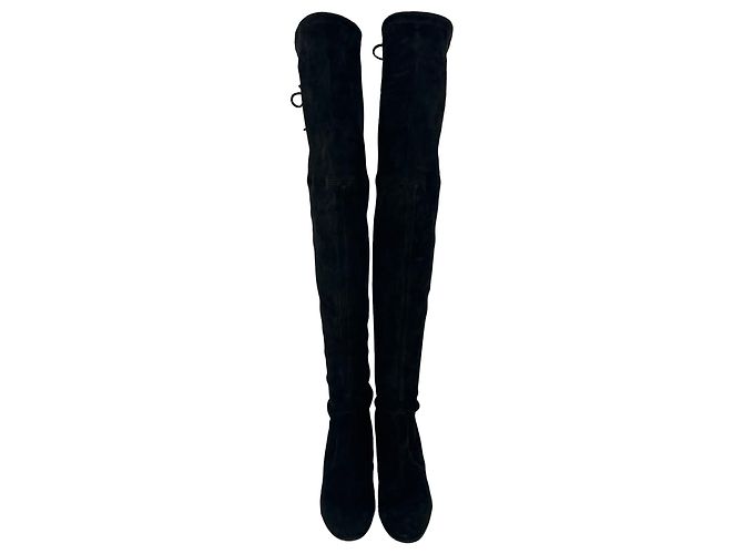 Stivali sopra il ginocchio Stuart Weitzman Highland in camoscio nero - vista 2