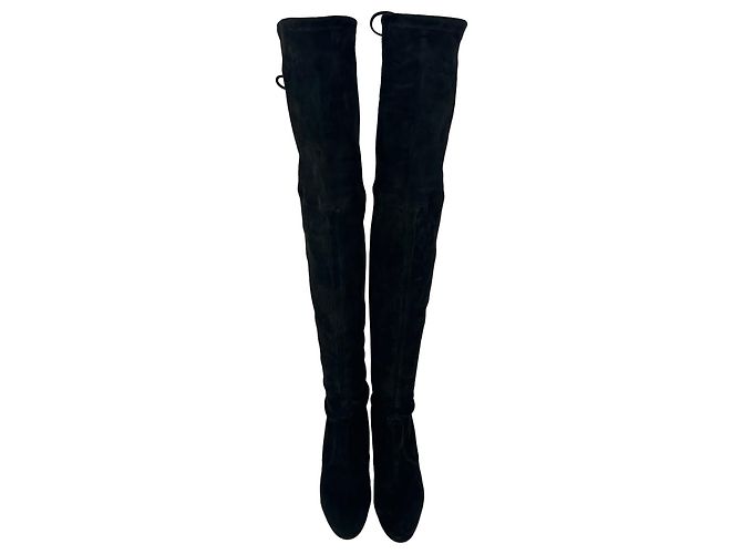 Stivali sopra il ginocchio Stuart Weitzman Highland in camoscio nero - vista 3