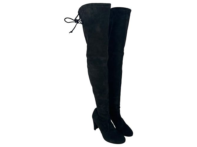 Stivali sopra il ginocchio Stuart Weitzman Highland in camoscio nero - vista 4