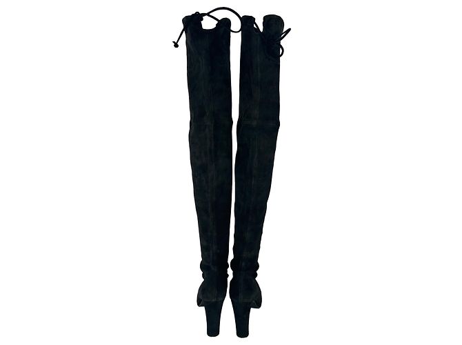 Stivali sopra il ginocchio Stuart Weitzman Highland in camoscio nero - vista 5