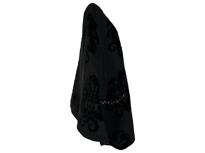 Abrigo capa adornado de jacquard Simone Rocha en acrílico negro - vista 2