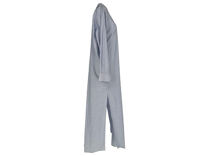 Céline Vestido camisa maxi a rayas Celine en algodón azul - vista 2