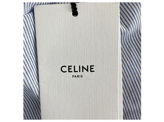 Céline Vestido camisa maxi a rayas Celine en algodón azul - vista 6