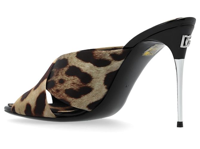Dolce & Gabbana Sandali con tacco leopardato marrone beige - vista 3