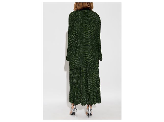 Balenciaga Plisseekleid mit Animal-Print - Ansicht 2