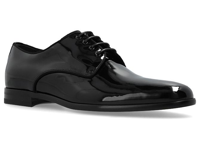 Dolce & Gabbana Scarpe con Lacci in Pelle Verniciata Nera - vista 2