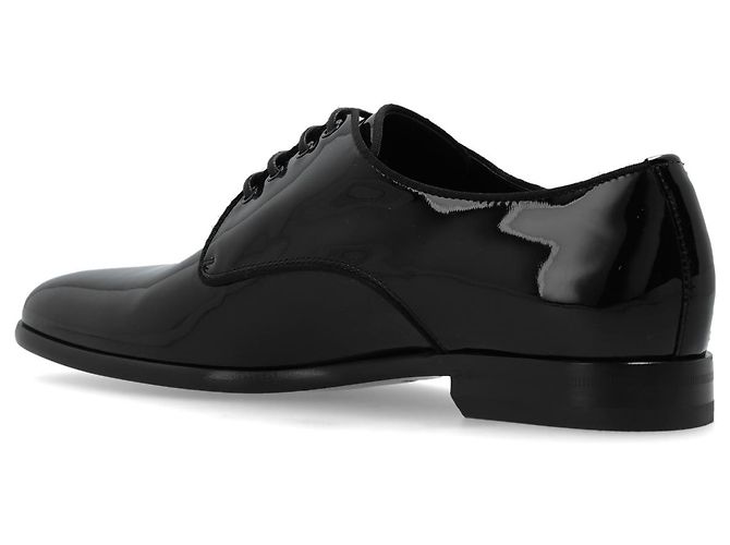 Dolce & Gabbana Scarpe con Lacci in Pelle Verniciata Nera - vista 3