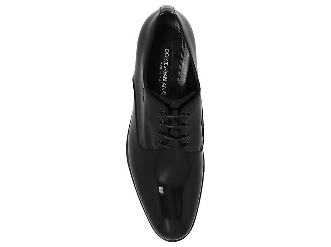 Dolce & Gabbana Scarpe con Lacci in Pelle Verniciata Nera - vista 4