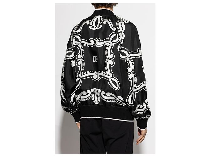 Dolce & Gabbana Giacca bomber in seta nera - vista 2