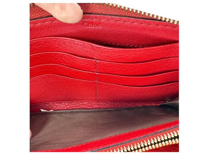 Portafoglio con zip Chloé Marcie in pelle rossa - vista 11