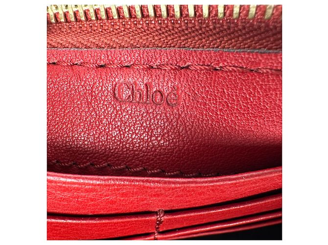 Portafoglio con zip Chloé Marcie in pelle rossa - vista 12