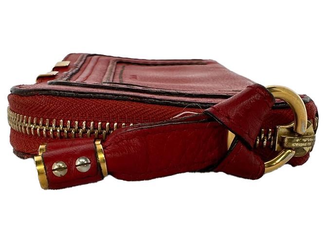 Portafoglio con zip Chloé Marcie in pelle rossa - vista 3