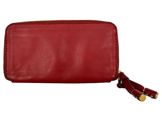 Portafoglio con zip Chloé Marcie in pelle rossa - vista 5