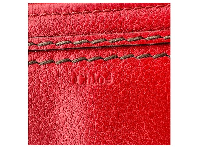 Portafoglio con zip Chloé Marcie in pelle rossa - vista 6