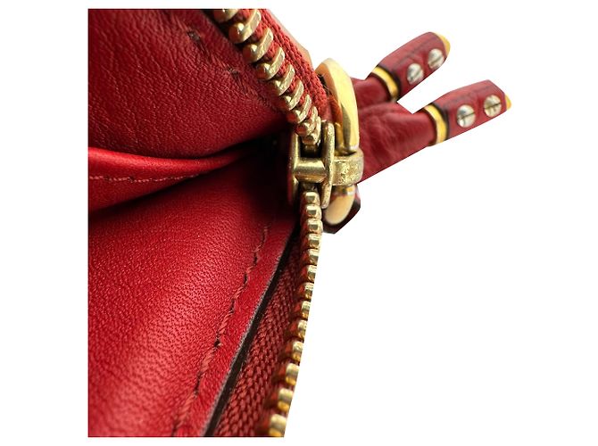 Portafoglio con zip Chloé Marcie in pelle rossa - vista 8