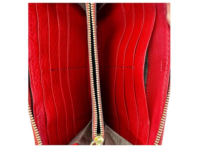 Portafoglio con zip Chloé Marcie in pelle rossa - vista 9
