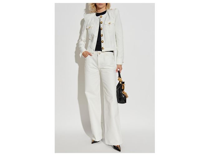 Balmain jeans a gamba dritta bianchi in cotone - vista 2