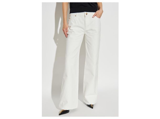 Balmain jeans a gamba dritta bianchi in cotone - vista 3