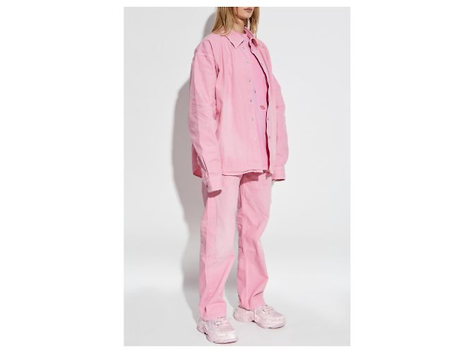 Camisa Balenciaga rosa de algodón con logo oversized - vista 2