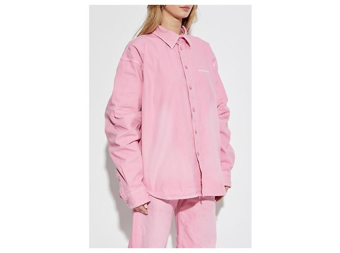 Camisa Balenciaga rosa de algodón con logo oversized - vista 3