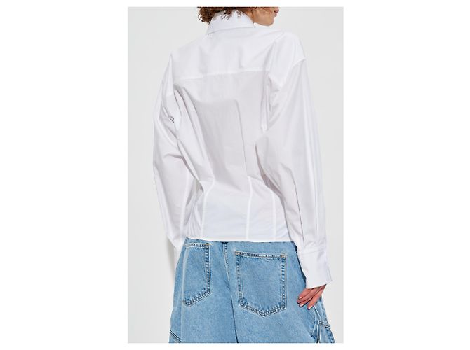 Camisa de algodón blanca con pliegues Attico - vista 4
