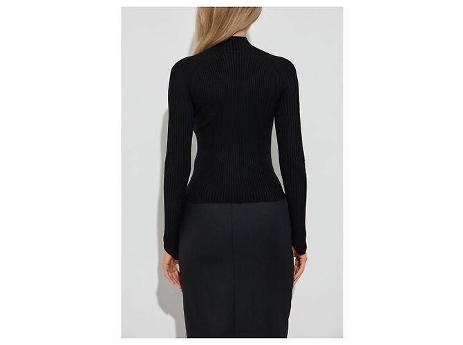Courreges Courrèges Rollkragenpullover mit Logo Schwarz - Ansicht 4