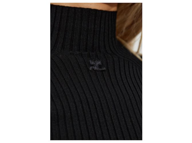Courreges Courrèges Rollkragenpullover mit Logo Schwarz - Ansicht 5
