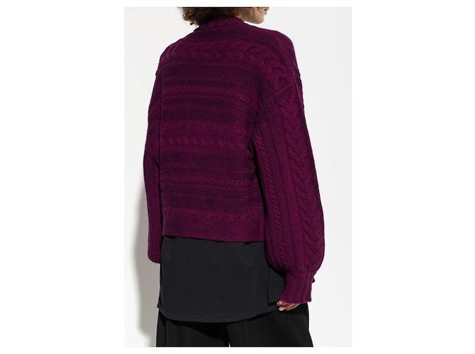 Pull en laine et cachemire violet à torsades The Attico - vue 4