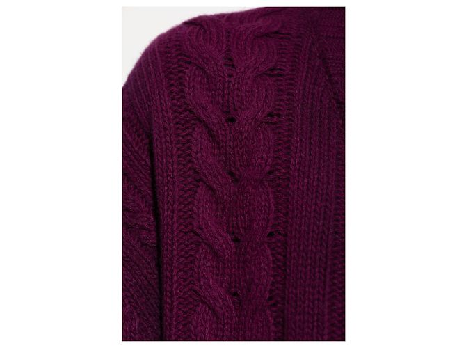 Pull en laine et cachemire violet à torsades The Attico - vue 5