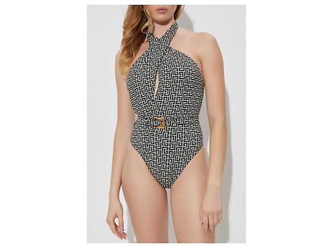 Balmain Monogramm Badeanzug schwarz - Ansicht 2