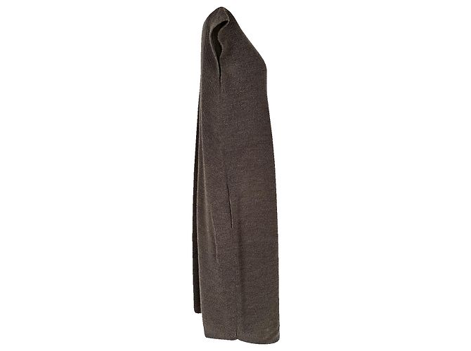 Vestido midi de lana marrón con manga murciélago de punto Hermès - vista 2