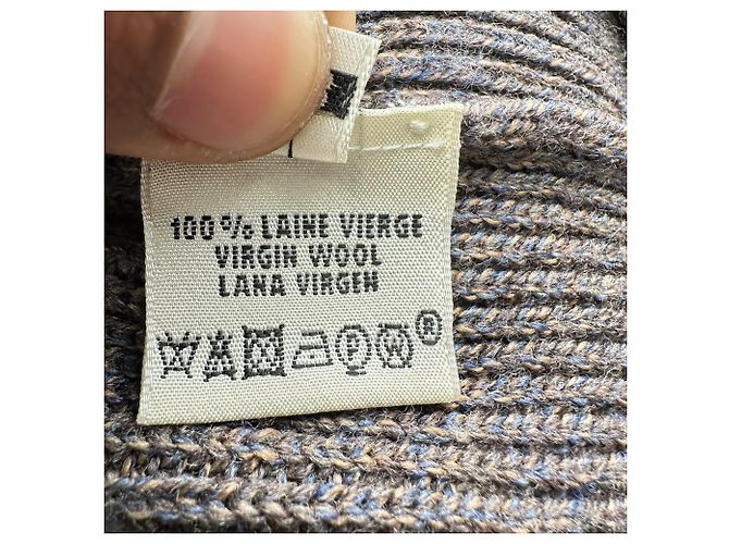 Vestido midi de lana marrón con manga murciélago de punto Hermès - vista 7