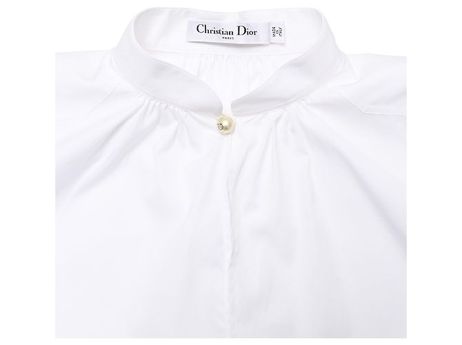 Camicia Dior a collo mandarino in cotone bianco - vista 4