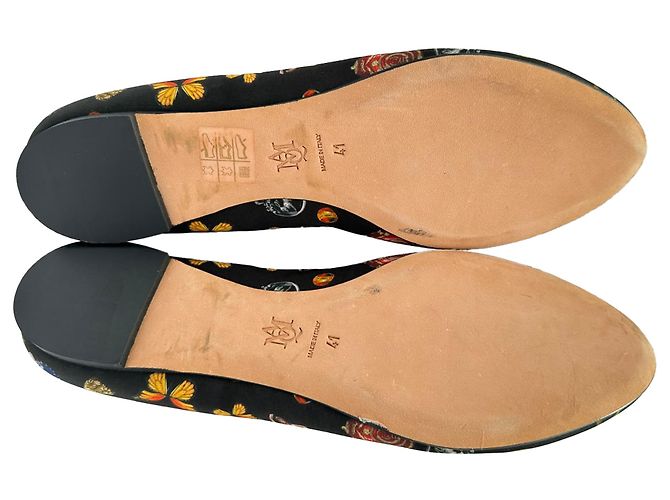 Mocassini Alexander McQueen Obsession Talisman Print in raso nero - vista 10