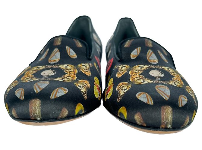 Mocassini Alexander McQueen Obsession Talisman Print in raso nero - vista 2