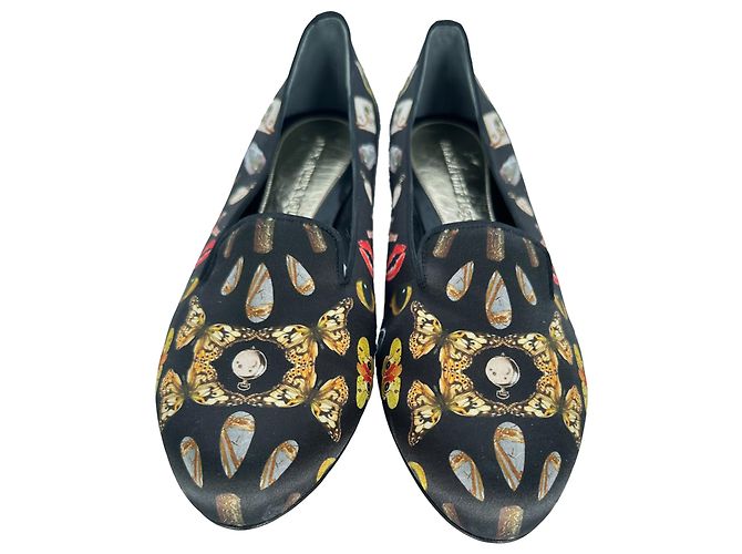 Mocassini Alexander McQueen Obsession Talisman Print in raso nero - vista 3