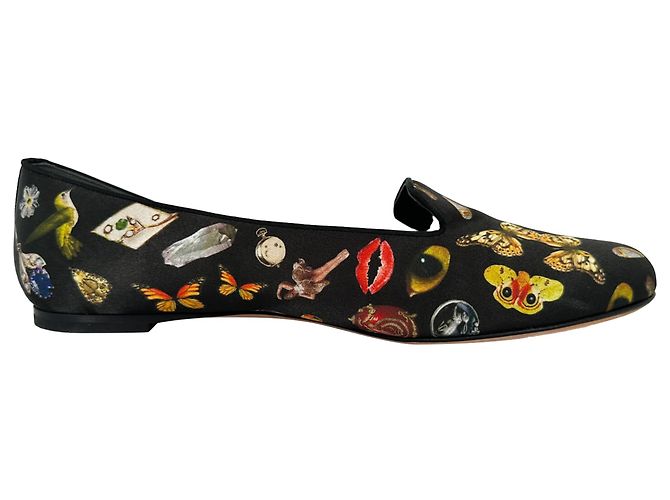 Mocassini Alexander McQueen Obsession Talisman Print in raso nero - vista 6