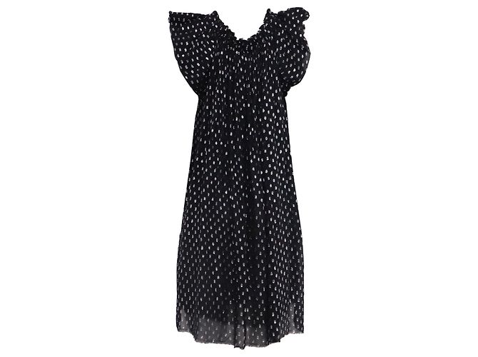 Isabel Marant Mini-Kleid mit Rüschen aus schwarzer Seide - Ansicht 4