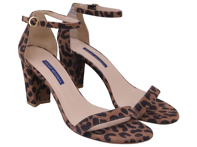 Tacchi a blocco Stuart Weitzman Nearlynude Cheetah in camoscio multicolore - vista 3