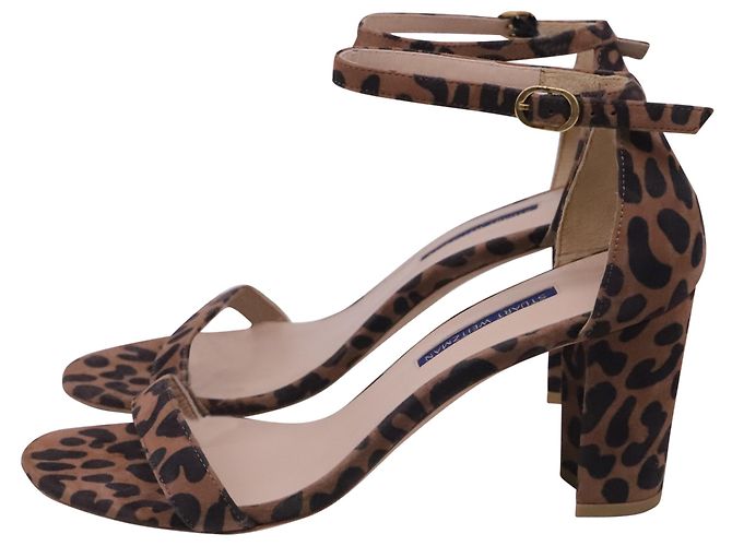 Tacchi a blocco Stuart Weitzman Nearlynude Cheetah in camoscio multicolore - vista 4