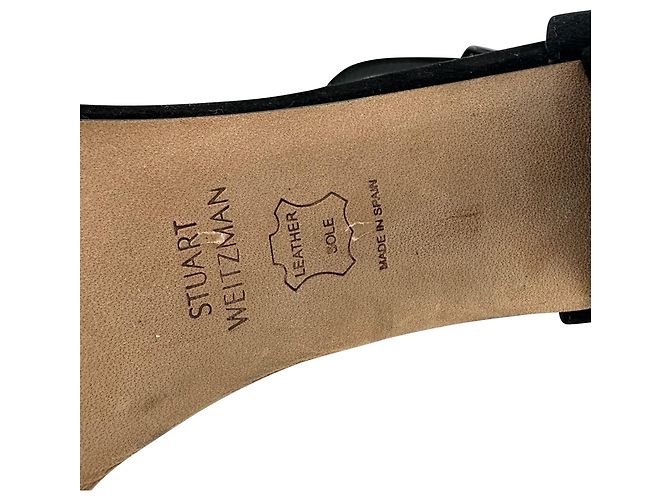 Stuart Weitzman Riemchen-Sandaletten mit Blockabsatz aus schwarzem Wildleder - Ansicht 8