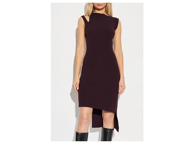 Courreges figurbetontes burgunderrotes Strickkleid - Ansicht 3