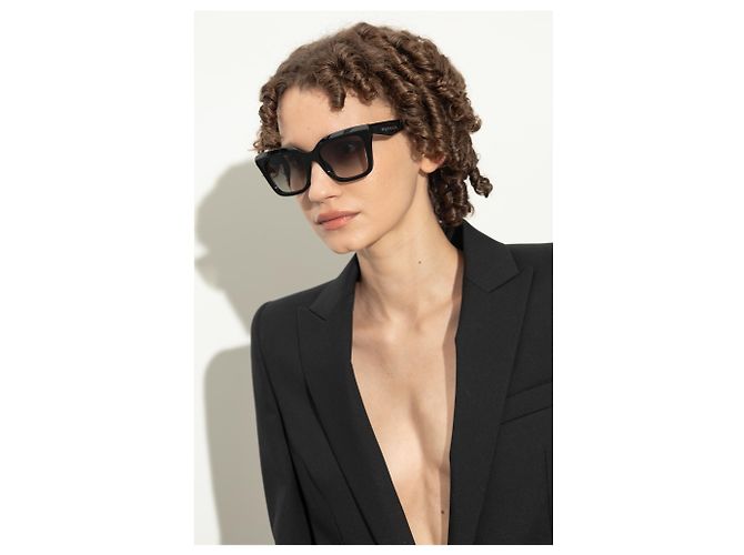Alexander McQueen Rectangular Acetate Sunglasses Black - view 2