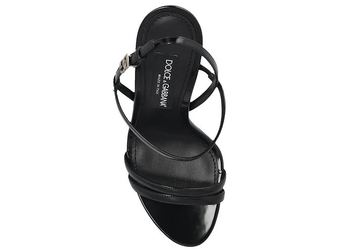 Dolce & Gabbana Sandaletten mit Absatz aus schwarzem Leder - Ansicht 3