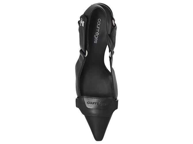 Courreges Schwarze Leder Slingback Pumps - Ansicht 6