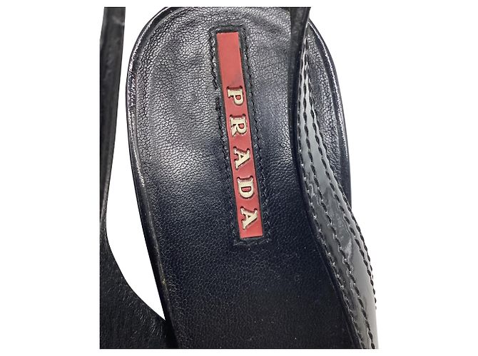 Décolleté Slingback Prada Sport Vintage 2000's in pelle nera - vista 11