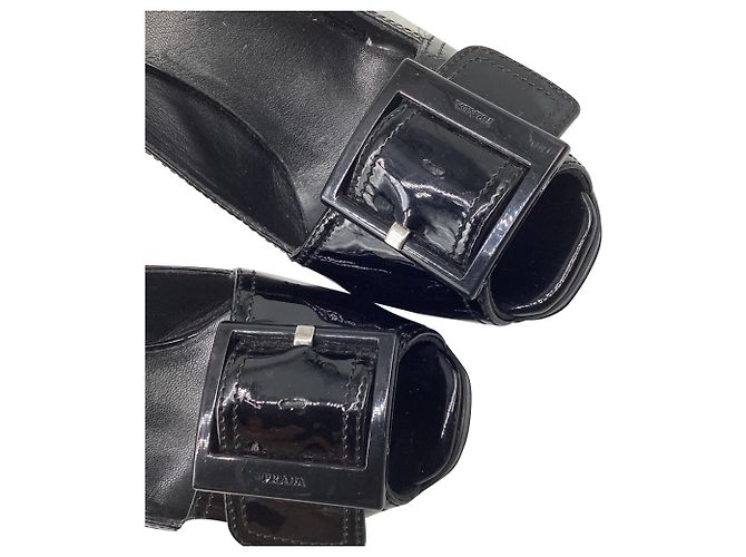 Décolleté Slingback Prada Sport Vintage 2000's in pelle nera - vista 12