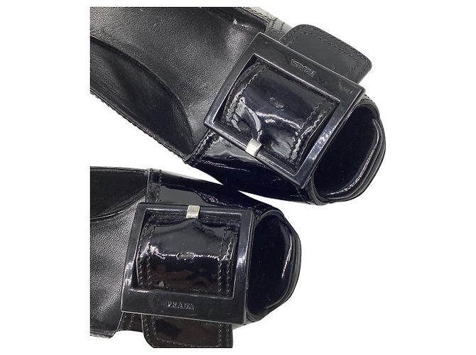 Décolleté Slingback Prada Sport Vintage 2000's in pelle nera - vista 13