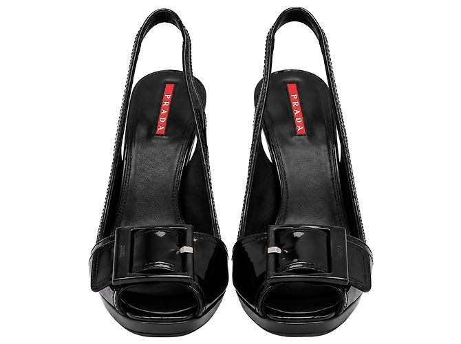 Décolleté Slingback Prada Sport Vintage 2000's in pelle nera - vista 2