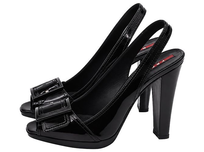 Décolleté Slingback Prada Sport Vintage 2000's in pelle nera - vista 4